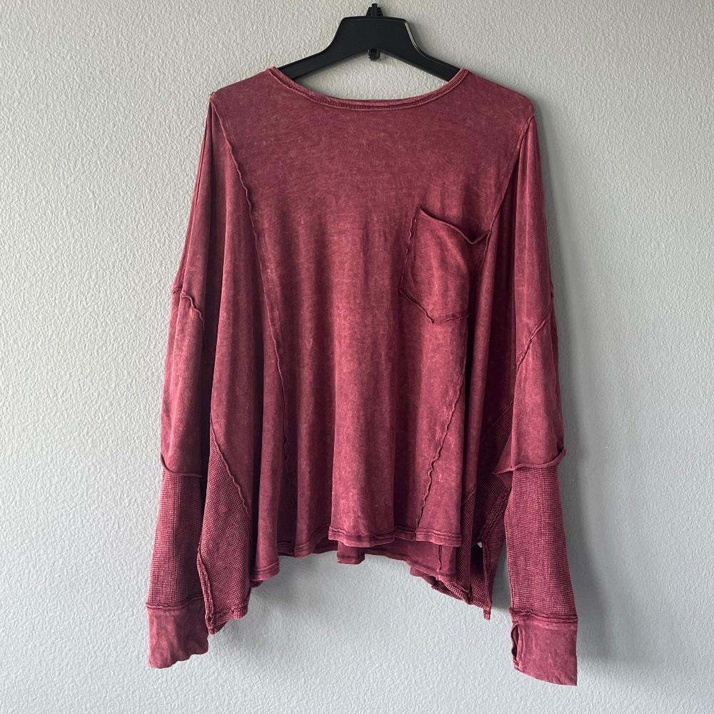 We the Free - Oversized Twofer - Acid Wash Long Sleeve Shirt NWT